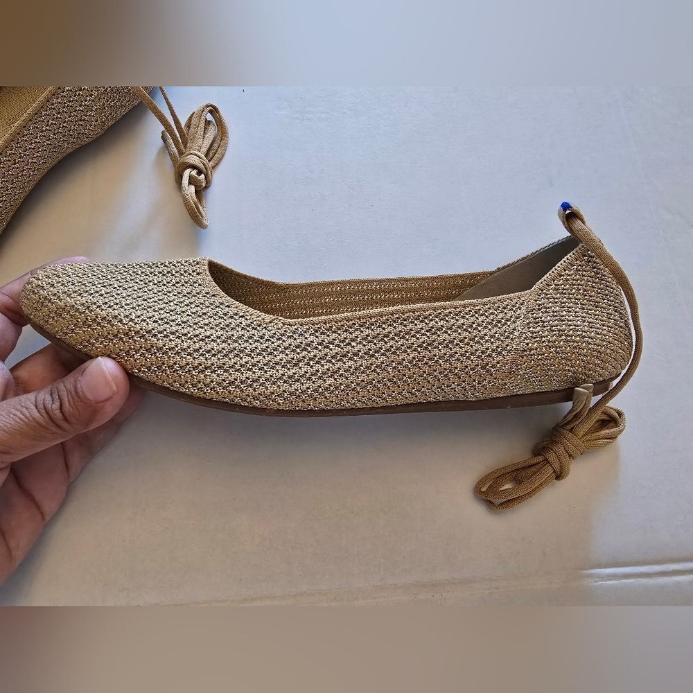 Rothy's The Square Wrap Ballerina Flats Shimmering Gold Size 9.5 - Picture 4 of 16